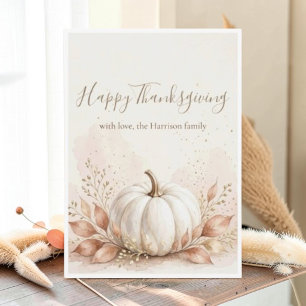 Eleganter Wasserfarbe Weißer Kürbis Herbst Thanksg Karte