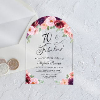 Eleganter Wasserfarben 70. Geburtstagsparty Arch Acryleinladungen