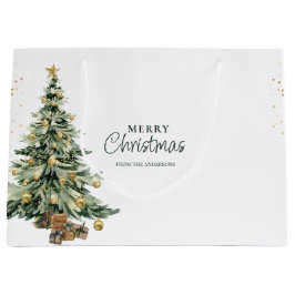 Eleganter Wasserfarben-Baum-Sterne Weihnachtsfeier Große Geschenktüte