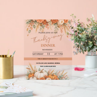 Eleganter Wasserfarben-Blumen-Thanksgiving-Kürbis Acrylschild