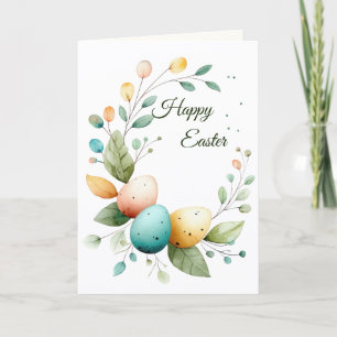 Eleganter Wasserfarben-Blumenkranz Ostern Dankeskarte