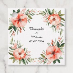 Eleganter Wasserfarben-Blumenrahmen Geschenkanhänger