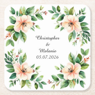 Eleganter Wasserfarben-Blumenrahmen  Rechteckiger Pappuntersetzer