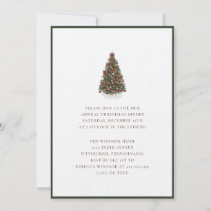 Eleganter Wasserfarben-Christbaum-Karo Einladung