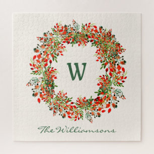 Eleganter Wasserfarben-Grünkränze-Monogramm indivi