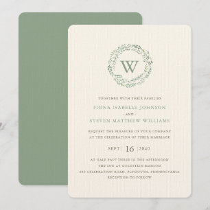 Eleganter Wasserfarben-Kranz für die Hochzeit Einladung
