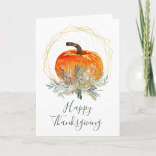 Eleganter Wasserfarben-Kürbis Thanksgiving Karte