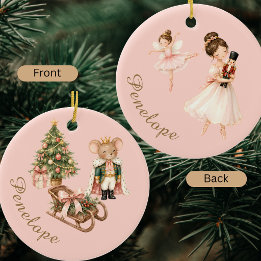 Eleganter Wasserfarben-Nussknacker-Ballerina-Balle Keramik Ornament