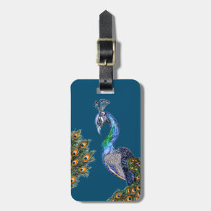 Eleganter Wasserfarben-Pfau Gepäckanhänger