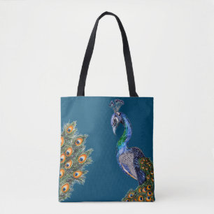 Eleganter Wasserfarben-Pfau Tasche
