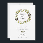 Eleganter Wasserfarben Vintager Olivenhain Save The Date<br><div class="desc">Rustikale,  elegante und einfache Hochzeit SAVE the DATE card | Anpassbare Karte mit Aquarellbild Vintager Oliven.</div>