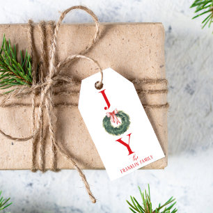 Eleganter Wasserfarben-Weihnachtskranz Freude Geschenkanhänger