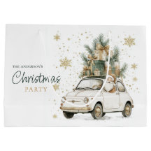 Eleganter Wasserfarben-Weihnachtsmann-Auto-Schnee-