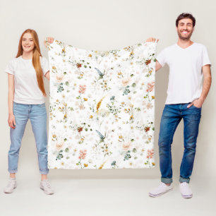 Eleganter Wasserfarben-Wildblumengarten Fleecedecke