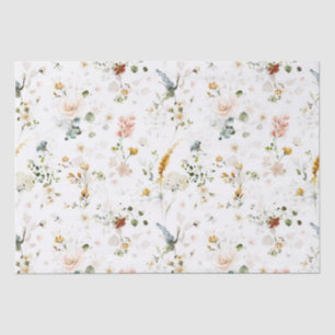 Eleganter Wasserfarben-Wildblumengarten Seidenpapier