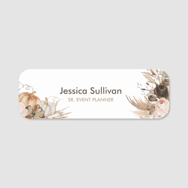 Eleganter Wasserfarbenfall Floral Klassischer Name Namensschild (Vorderseite)