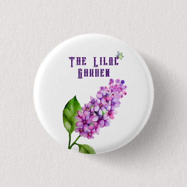 Eleganter Wasserfarbenlila-Zweig Button (Vorderseite)