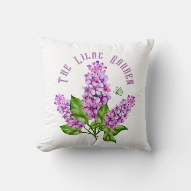 Eleganter Wasserfarbenlila-Zweig Kissen (Vorderseite)