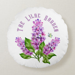 Eleganter Wasserfarbenlila-Zweig Rundes Kissen