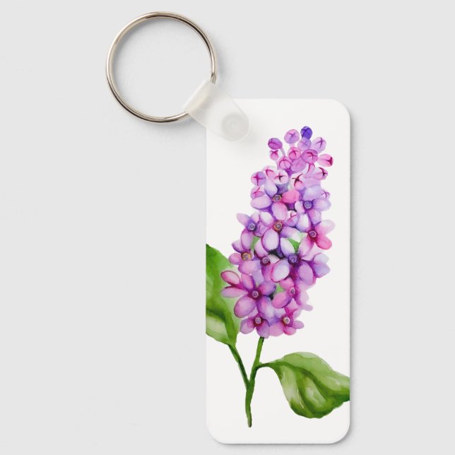 Eleganter Wasserfarbenlila-Zweig Schlüsselanhänger (Vorderseite)