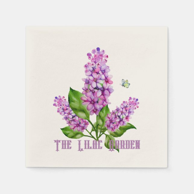 Eleganter Wasserfarbenlila-Zweig Serviette (Vorderseite)