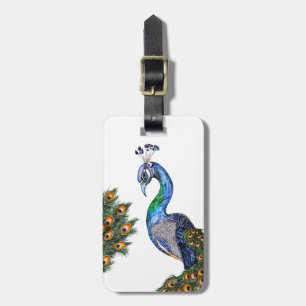 Eleganter Wasserfarbenpfau Gepäckanhänger
