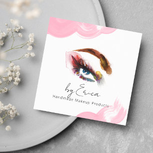 Eleganter Wasserfarbenpinsel Pinselstrich Rosa Aug Quadratische Visitenkarte