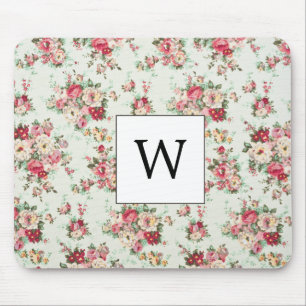 Eleganter Wasserspender Monogrammierte Blumen   Mousepad