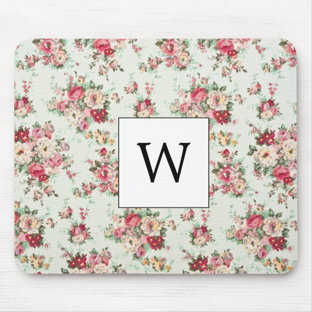 Eleganter Wasserspender Monogrammierte Blumen   Mousepad (Vorne)