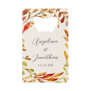 Eleganter Watercolor Autumn lässt eine maßgeschnei Geldbeutel Flaschenöffner