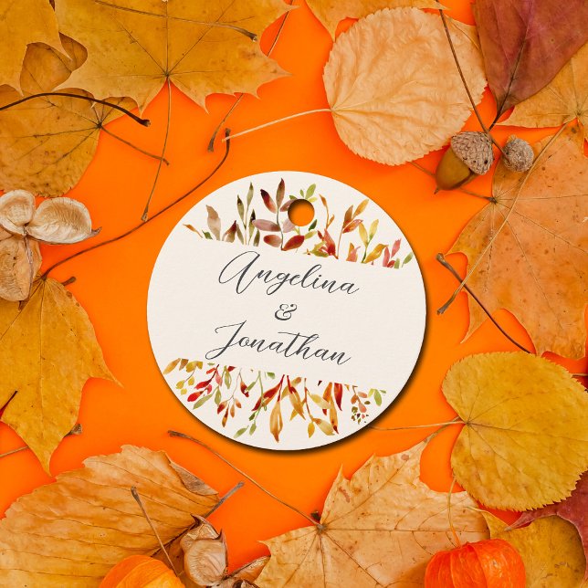 Eleganter Watercolor Autumn lässt eine maßgeschnei Geschenkanhänger (Von Creator hochgeladen)