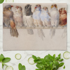 Eleganter Watercolor Birds Mit Monogramm Individue Geschirrtuch