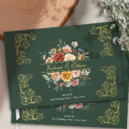 Eleganter Watercolor Blumengarten Hochzeit Gästebuch