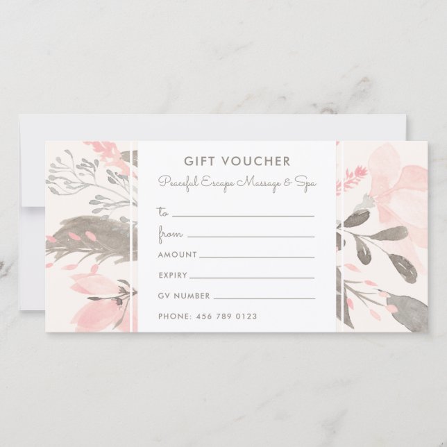 Eleganter Watercolor Blush Pink Taupe Gutschein (Vorderseite)