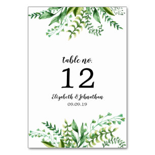 Eleganter Watercolor-botanischer Hochzeits-Empfang Tischnummer