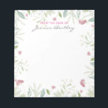 Eleganter Watercolor Botanischer Personalisierter  Notizblock<br><div class="desc">Elegantes personalisiertes Notizblock vom Schreibtisch aus.</div>