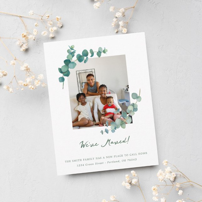 Eleganter Watercolor Grüne Adressenänderung Postkarte (Von Creator hochgeladen)