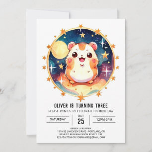 Eleganter Watercolor Hamster Geburtstag Einladung
