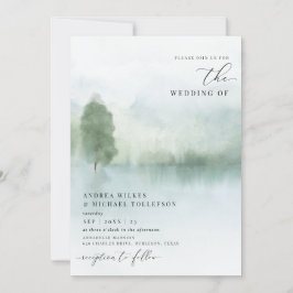 Eleganter Watercolor Lake und Bäume Einladung zur
