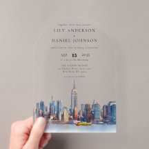 Eleganter Watercolor New York Skyline Wedding Arch