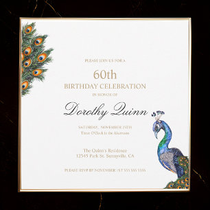 Eleganter Watercolor Peacock Geburtstag Einladung