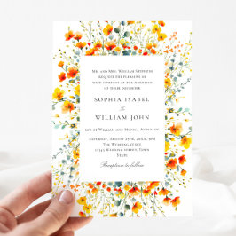 Eleganter Watercolor Wild Blume Hochzeit QR-Code Einladung