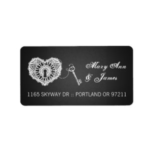 Eleganter Wedding Address Key für mein Herz Black Adressaufkleber