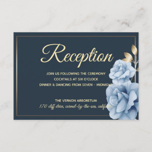 Eleganter Wedding Empfang Mitternachtsblau Begleitkarte