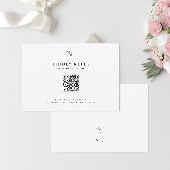 Eleganter Wedding Minimal Monogram UAWG QR Code RSVP Karte (Von Creator hochgeladen)