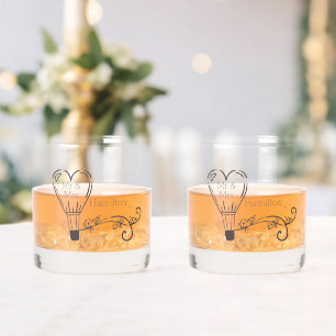 Eleganter Wedding Name Hot Air Ballon Personalisie Whiskyglas