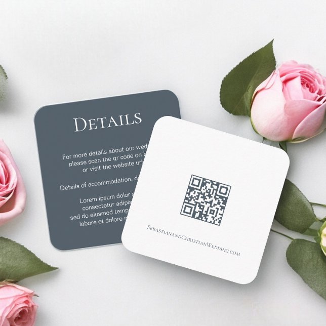 Eleganter Wedding Schlicht Simple QR Code Begleitkarte (Elegant Wedding Plain Simple QR Code Enclosure Cards from Ricaso. Add your details to this card)