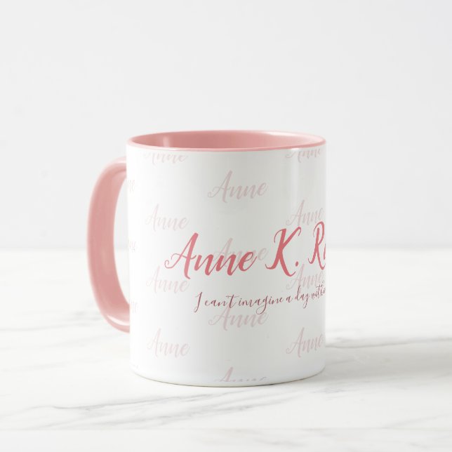 eleganter weiblicher handgeschriebener Name pink w Tasse (Vorderseite Links)