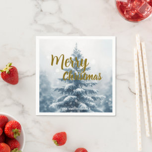 Eleganter Weihnachten Xmas Winter Kiefernwald Serviette
