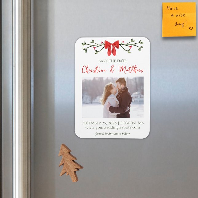 Eleganter Weihnachts-Chic Bow Simple Winter Magnet (Von Creator hochgeladen)